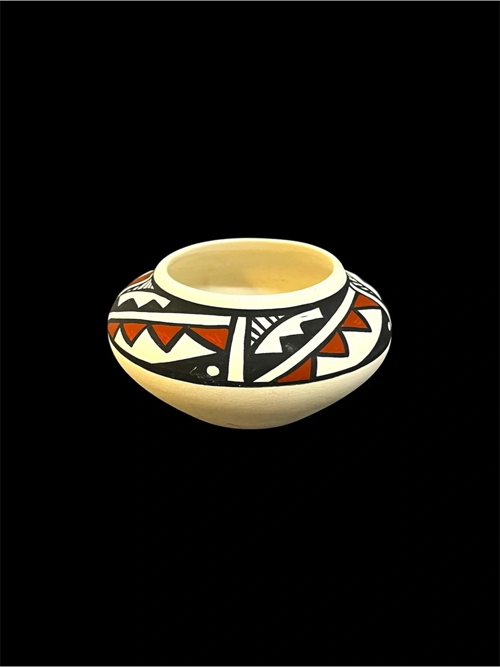 Vintage Southwestern Pueblo Style Pottery Bowl Hand Painted Signed MK Numbered